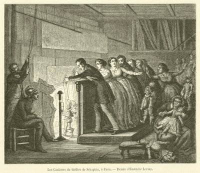 Die Kulissen des Seraphin-Theaters in Paris (Gravur) von French School
