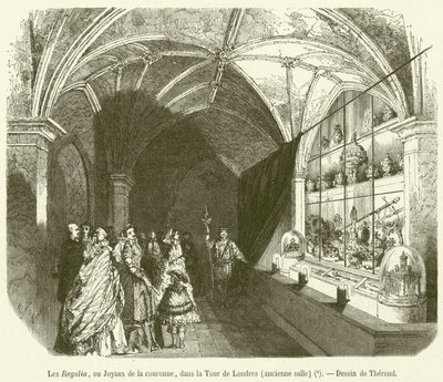 Die Kronjuwelen im Tower von London, alter Saal von French School