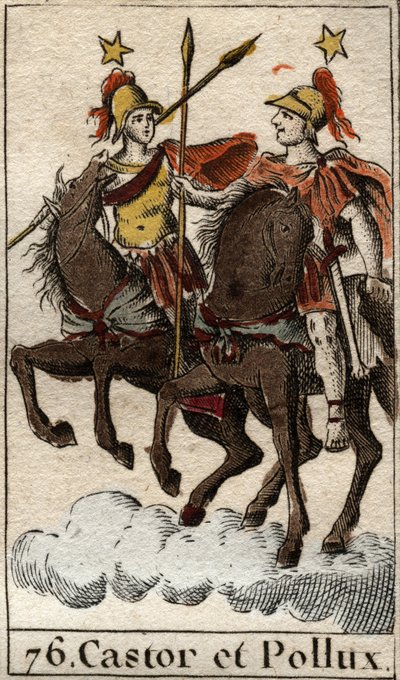 Die Dioskuren Kastor und Pollux. Aus „Mythologie der Jugend“ von Pierre Blanchard 1803 von French School