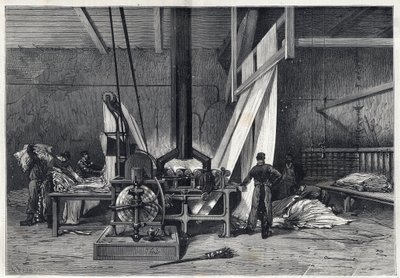 Die großen Fabriken - Färben von Erie Boutarel in Clichy la Garenne - Das Netz der Stoffe - Gravur von 1869 von French School