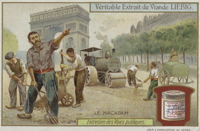 Liebig-Karte mit Straßeninstandhaltung von French School