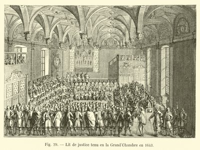 Rechtssitzung in der Großen Kammer im Jahr 1643 von French School
