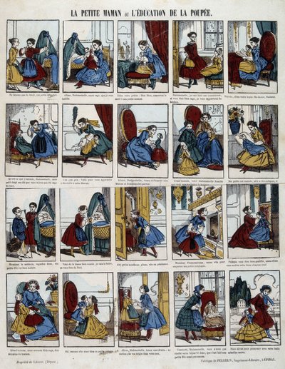 Kleine Mama „Die Erziehung der Puppe“. Bild von Epinal, sd. 19. Jahrhundert von French School