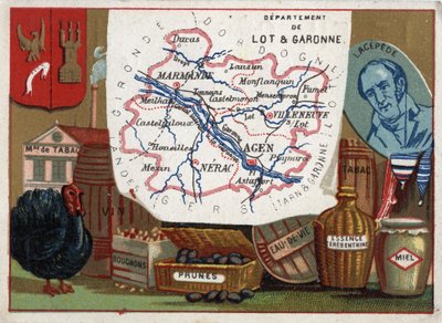 Lot et Garonne (Lot-et-Garonne, 47), Aquitanien, Frankreich. Tabakfabrik, Truthahnzucht, Wein, Korken, Pflaumen, Brandy, Terpentin. Porträt von Bernard Germain Etienne de Laville-sur-Illon, Graf von Lacepede (oder de la Cepede) von French School