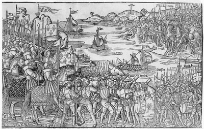 Ludwig IX. von Frankreich landet in Damiette während des Siebten Kreuzzugs, aus 
