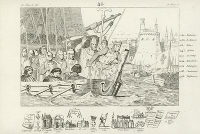 Ludwig IX. von Frankreich führt den Angriff auf Damiette, Ägypten, 7. Kreuzzug, 1249 von French School