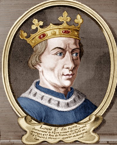 Ludwig VIII., König von Frankreich (farbige Gravur) von French School