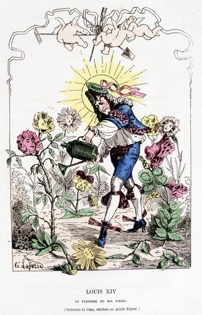 Ludwig XIV. verkleidet als Gärtner - in „Tintamarresque Geschichte Frankreichs“ von Touchatout von French School