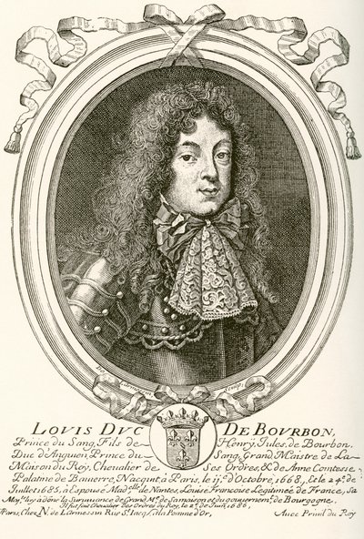 Louis de Bourbon, Prinz von Condé, 1668 - 1710. Prinz des Blutes am französischen Hof von Ludwig XIV. Aus Les Heures Libres, veröffentlicht 1908. von French School