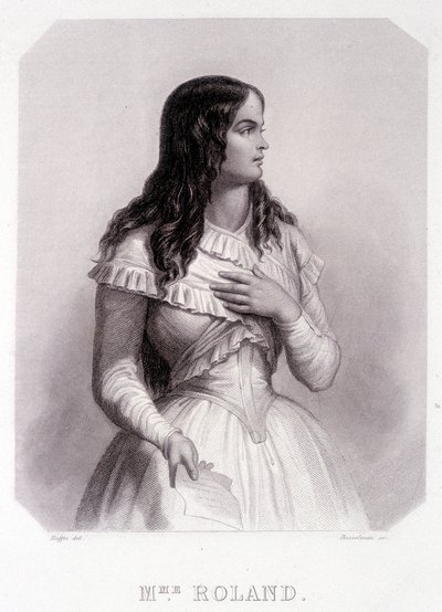 Madame Roland (oder Roland de la Platière, Jeanne Marie oder Monon Philipon), französische Politikerin (1754-1793) - Gravur von French School