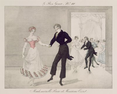 Mademoiselle Busc und Monsieur Corset, Platte 111 aus Le Bon Genre, ca. 1810 von French School