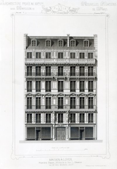 Maison A Loyer, No 3 Rue de la Paix, Paris; Architecture Privee au C19th von French School