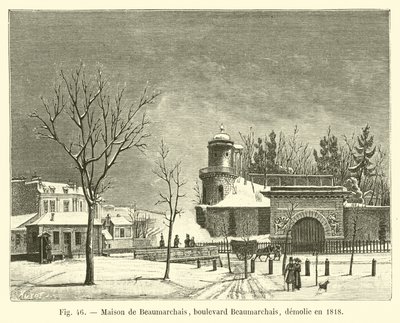 Haus von Beaumarchais, Boulevard Beaumarchais, abgerissen 1818 von French School