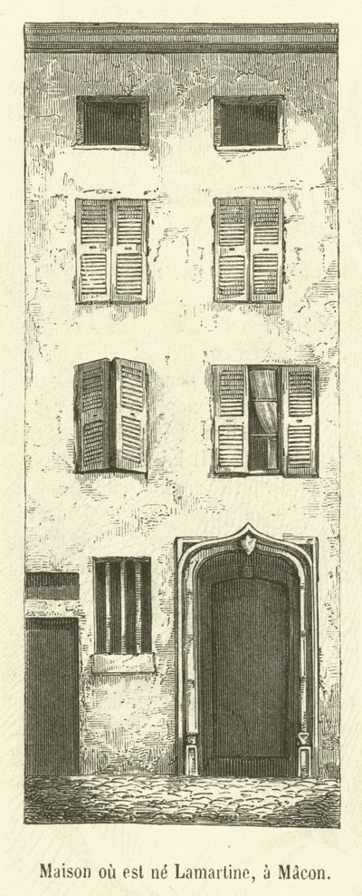 Haus, in dem Lamartine geboren wurde, in Macon (Gravur) von French School