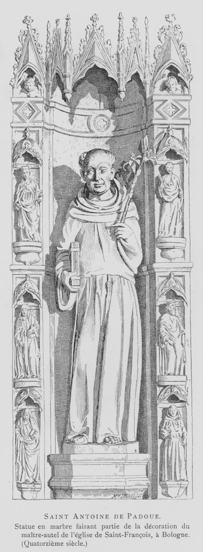 Marmorstatue des Heiligen Antonius von Padua, Basilika des Heiligen Franziskus, Bologna, Italien von French School