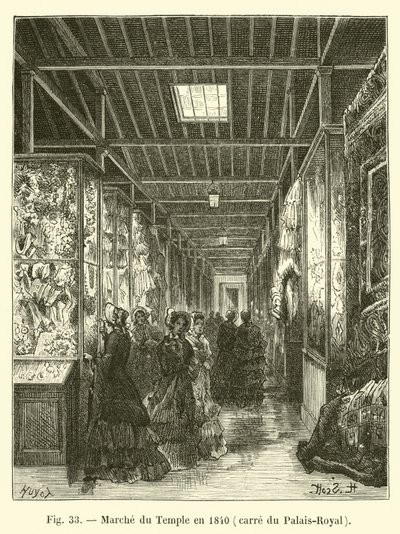 Markt des Tempels 1840, Carré du Palais-Royal von French School