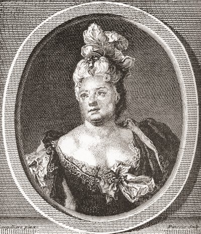 Marianne Duclos de Chateauneuf, 1664 - 1747. Französische Komödiantin. Aus Les Heures Libres, veröffentlicht 1908. von French School