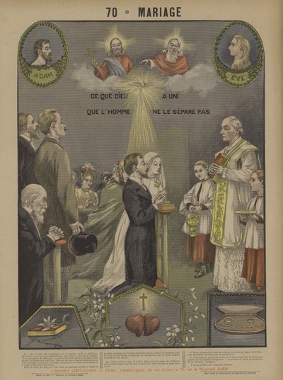 Hochzeit (Farblithografie) von French School