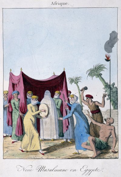 Muslimische Hochzeit in Ägypten - in „Sitten und Bräuche der Völker“, ed. Hocquart, Paris von French School