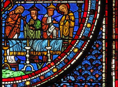 Maria-Magdalena-Fenster: Maria beim Tod von Lazarus von French School