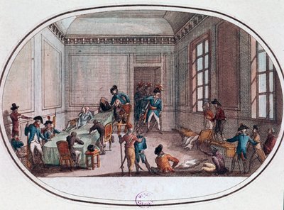 Maximilien de Robespierre verletzt im Vorzimmer des Komitees für öffentliche Sicherheit von French School