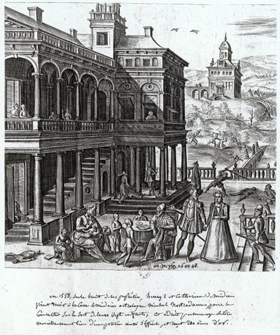 Michel de Nostradame (1503-66) wird zur Zukunft der sieben Kinder von Catherine de Medici (1519-89) und Henri II (1519-59) befragt, 1548 von French School
