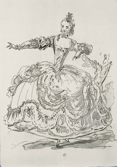Miss Puvigne als Die Lebende Statue, in Pigmalion, einem Libretto von Lamotte, komponiert von Jean-Philippe Rameau, 1748 (Farbstich) von French School