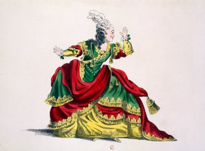 Miss Sainval als Zenobie in Zenobie und Rhadamisthe, Faksimile von Guillaumot fils (handkolorierter Stich) von French School