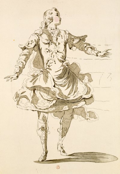 Monsieur Jeliotte als Pigmalion, in Pigmalion, einem Libretto von Lamotte, komponiert von Jean-Philippe Rameau, 1748 (Farbstich) von French School