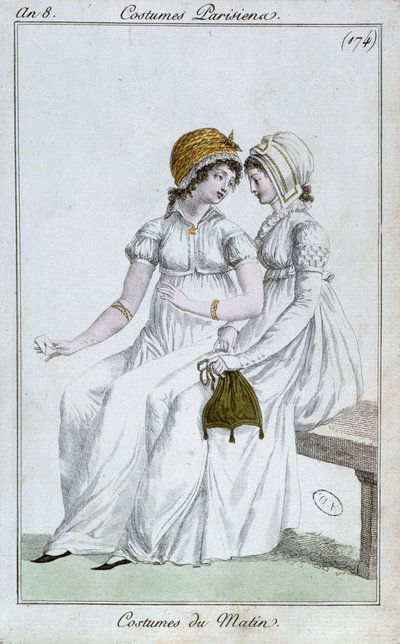 Morgenkleid, Modeplatte aus Costumes Parisiens, 1800 von French School