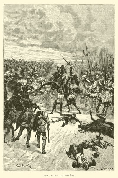 Tod des Königs von Böhmen (Gravur) von French School