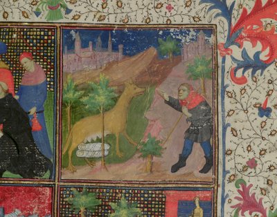 Romulus und Remus werden von einer Wölfin gesäugt, aus Dicta et Facta Memorabilia, ca. 1475 von French School