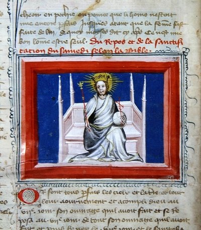 Gott in Majestät, aus der Bibel des Grands Augustins von French School