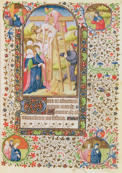 Ms 547 fol.32 Die Kreuzabnahme, aus einem Stundenbuch einer Frau aus Poitiers von French School