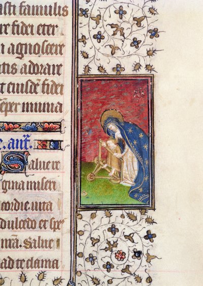 Ms 62, f.205r: Jungfrau und Kind, Detail aus einem französischen Stundenbuch, ca. 1445-50 von French School