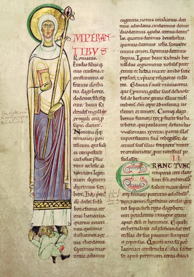 Ms 846 fol.137v Historisierte Initiale I, die St. Richrudius darstellt, aus Recueil de Vie des Saints von French School