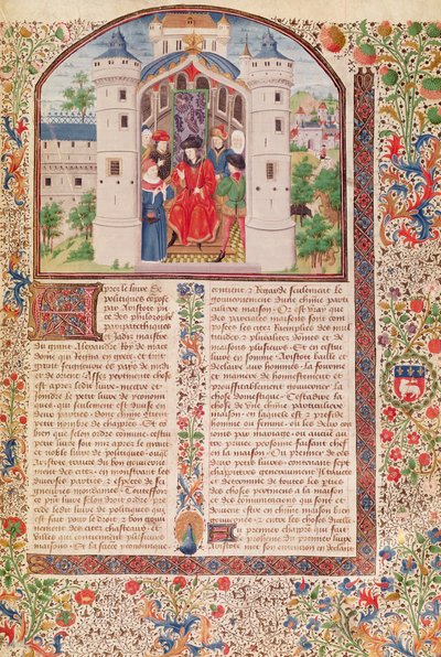 Ms 927 Fol.426 Präsentation der Ökonomie, aus Ethik, Politik und Ökonomie von Aristoteles (384-322 v. Chr.) von French School