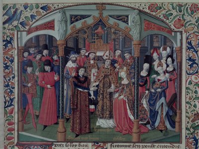 Königin Melisande von Jerusalem (1109-60) heiratet Fulk V. von Anjou (1092-1143), aus der Histoire de la conquete von Jerusalem von Wilhelm von Tyrus (ca. 1130-85) ca. 1470 von French School