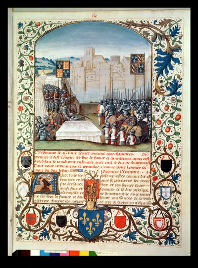 Die burgundische und englische Armee, aus Anciennes Chroniques d