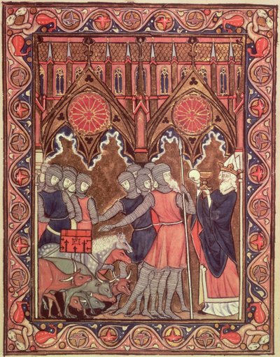 Abraham präsentiert seine Gefangenen und seine Beute Melchisedek, aus dem Psalter von St. Louis, ca. 1258-70 von French School