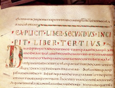 Historiierte Initiale D, aus einem Werk von Saint Ambroise (340-396) von French School