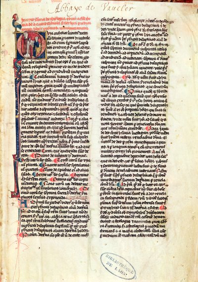 Ms de Vauclair 160 Fol.1 Seite aus der Summe der Theologie von St. Thomas von Aquin von French School