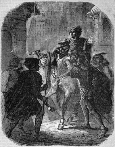 Mord an Ludwig I. von Valois, Herzog von Orléans (1372 - 1407) in der Alten Rue du Temple durch Jean Sans Peur - in „Histoire de France“ von L.-P. Anquetil von French School