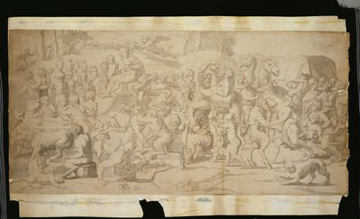 Mythologische Szene mit Satyrn von French School