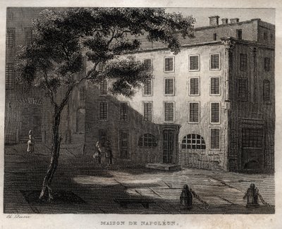 Geburtshaus von Napoleon Bonaparte in Ajaccio (Korsika) - Gravur aus „Italien Picturesque - Historische und beschreibende Malerei von Italien“ von M. de Norvins, Ch. Nodier 1834-1836 von French School