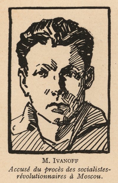 Nikolai Ivanov, russischer sozialistischer Revolutionär und Angeklagter im Moskauer Prozess 1922, dem ersten sowjetischen Schauprozess von French School