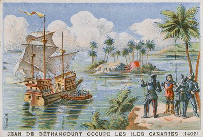 Besetzung der Kanarischen Inseln durch Jean de Bethencourt, 1402 von French School