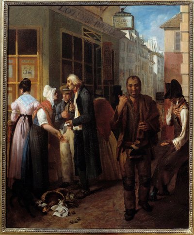 Büro der königlichen Lotterie unter der Restauration Anonymes Gemälde des 19. Jahrhunderts Paris, Musée Carnavalet von French School