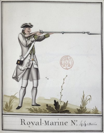 Offizier der Marine Royale mit einem Bajonettgewehr, 1768 von French School