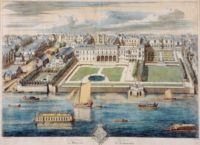 Altes Somerset House am Strand, graviert von Jean Benoit Winckler von French School